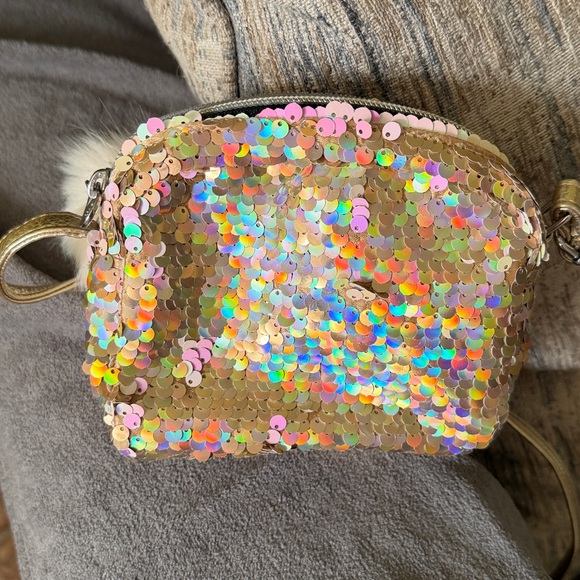 Justice Multicolor Sequin Crossbody Bag with Pom Pom - Picture 4 of 7